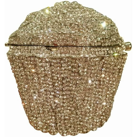 StyleSack Rhinestone Cupcake Clutch Purse for Women - Evening Bag, Bling Crystal Goblet Purse Luxury Pink Silver