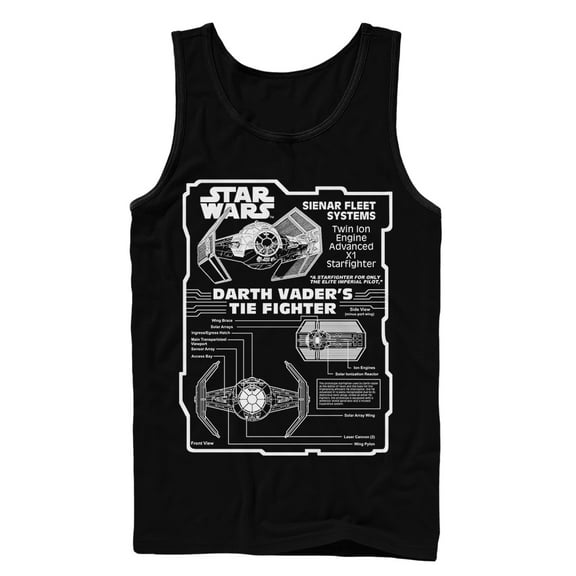 Men's Star Wars Darth Vaders TIE Fighter Specs  Tank Top Black Medium