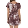thumbnail image 5 of Uhndy Women Tie-Dyed Print Short Sleeve Drawstring Romper Coffee XL, 5 of 5