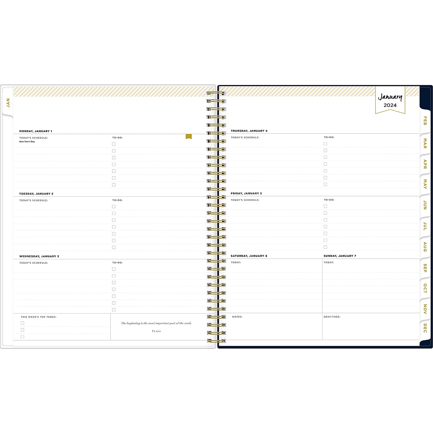 Day Designer Peyton Create-Your-Own Cover Weekly/Monthly Planner, Floral  Artwork, 8 x 5, Navy Cover, 12-Month (Jan-Dec): 2024 - Zerbee