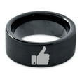 thumbnail image 2 of Tungsten Thumbs Up Emoji Band Ring 9mm Men Women Comfort Fit Black Flat Cut Brushed Polished, 2 of 4