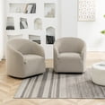 thumbnail image 4 of 32" Wide Modern Boucle Swivel Barrel Chairs Set of 2, No Assembly Round Upholstered Swivel Accent Armchairs for Living Room, Bedroom (Oatmeal), 4 of 9