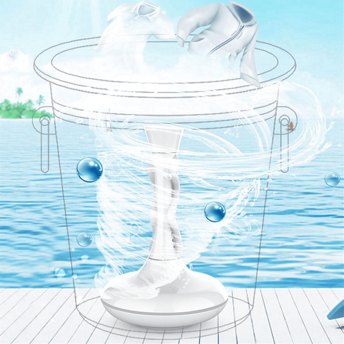 Portable Mini Washing Machine Rotating Ultrasonic Turbine Washer Cleaner for Laundry Camping Travel Apartment Home RV