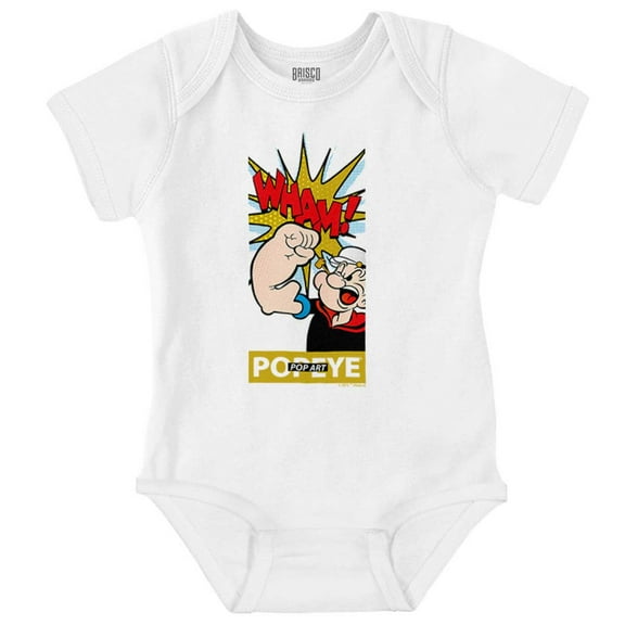 Popeye Comic Book Punch Wham Cartoon Romper Boys or Girls Infant Baby Brisco Brands NB
