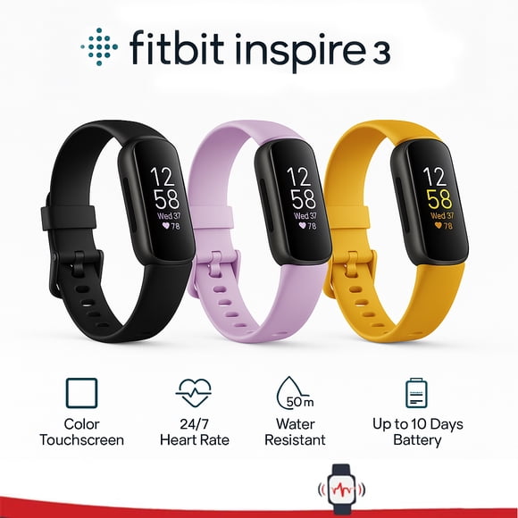 Fitbit Inspire 3 Intelligent Fitness Tracker Color Touch Screen Black New