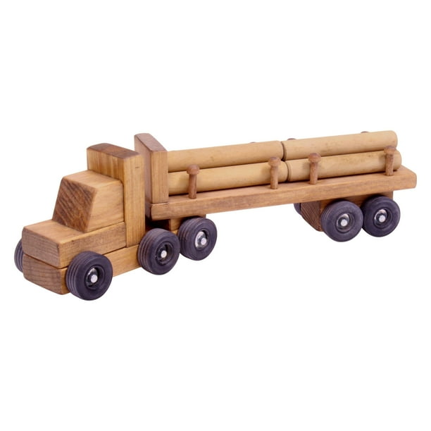 AmishMade Wooden Semi Log Truck Toy