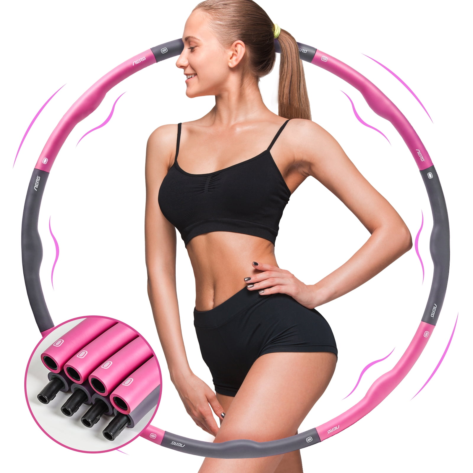 8 Section Detachable Design Exercise Hoop for Adults Yibaision Weighted Exercise Hoop Weighted Exercise Hoop for Exercise,Professional Exercise Hoop Brings Perfect Figure 