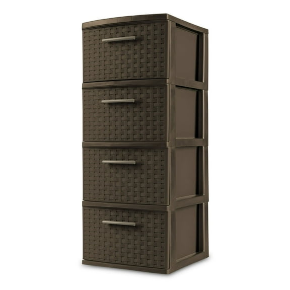 4 Drawer Weave Tower Plastic, Espresso