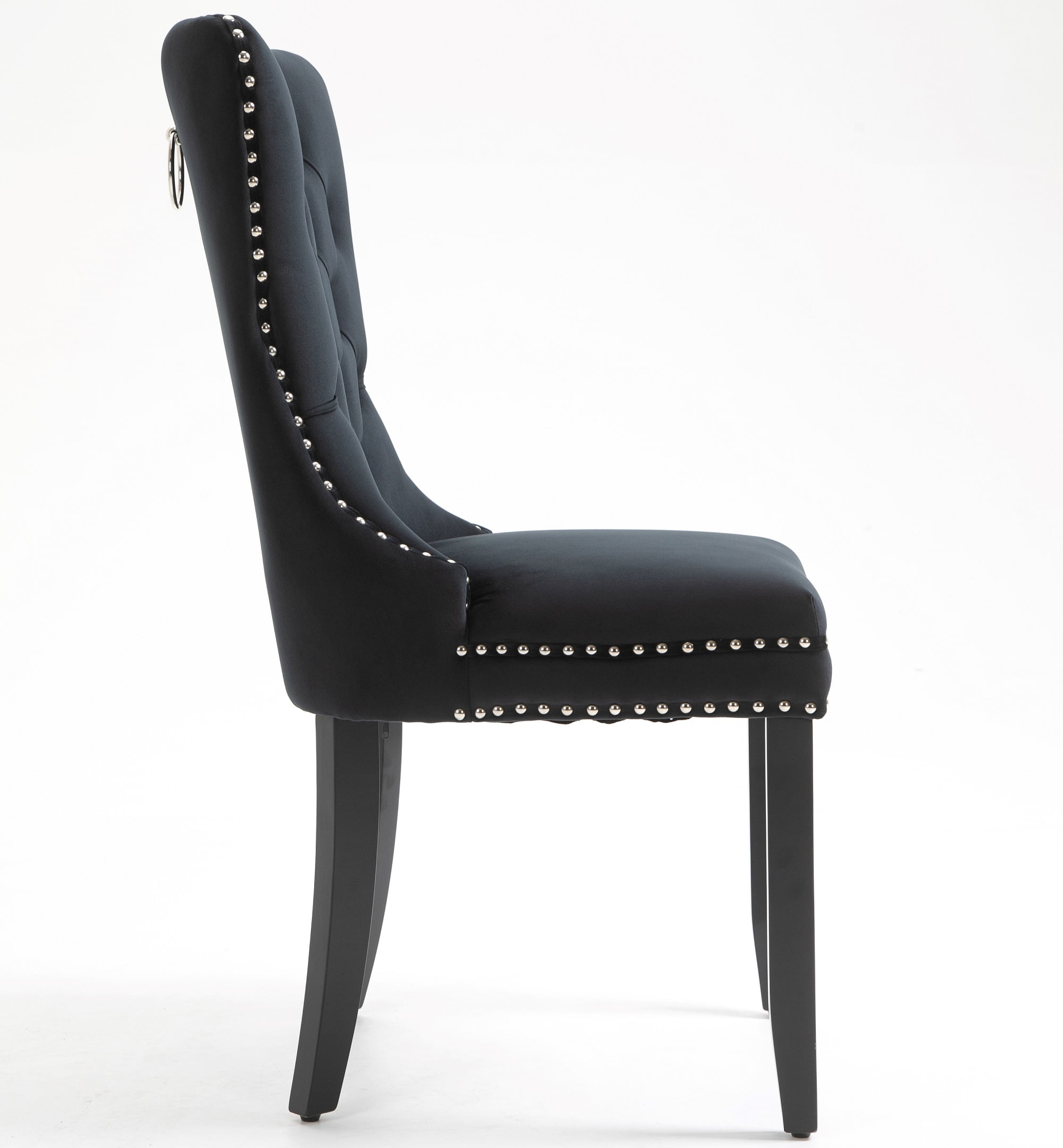 Rhomtree Contemporary Wood Tufted Dining Side Chairs, Black (Set of 4)