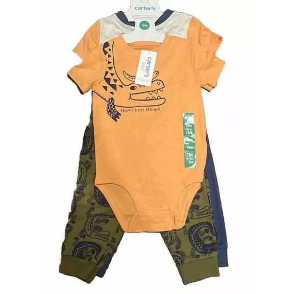 Carter's Baby Boy's 4-Piece Long Sleeve Tops & Pants Playwear Set (Gray, Orange, Green, Blue, 24M)