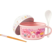 Sanrio Hello Kitty and Friends Including Keroppi, My Melody, Badtz-Maru, and Pompompurin Soup Mug and Bowl Lid with Spoon and Chopsticks, 13 Ounce Bowl Lid, 22 Ounce Soup Mug