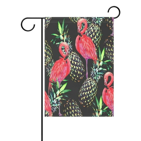 - POPCreation Pink Flamingos Garden Flag Exotic Birds Pineapple Palm Outdoor Flag Home Party 28x40 inches