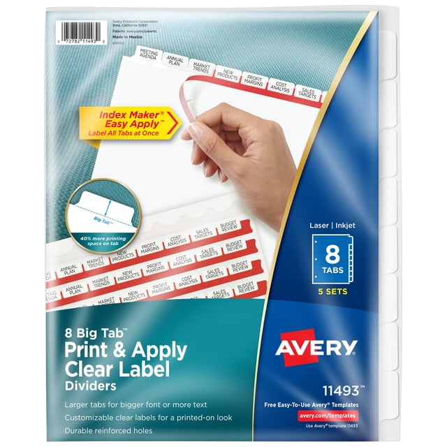 Divisores de pestañas Avery Big Tab para encuadernación de 3 anillas, 5 juegos (11493)