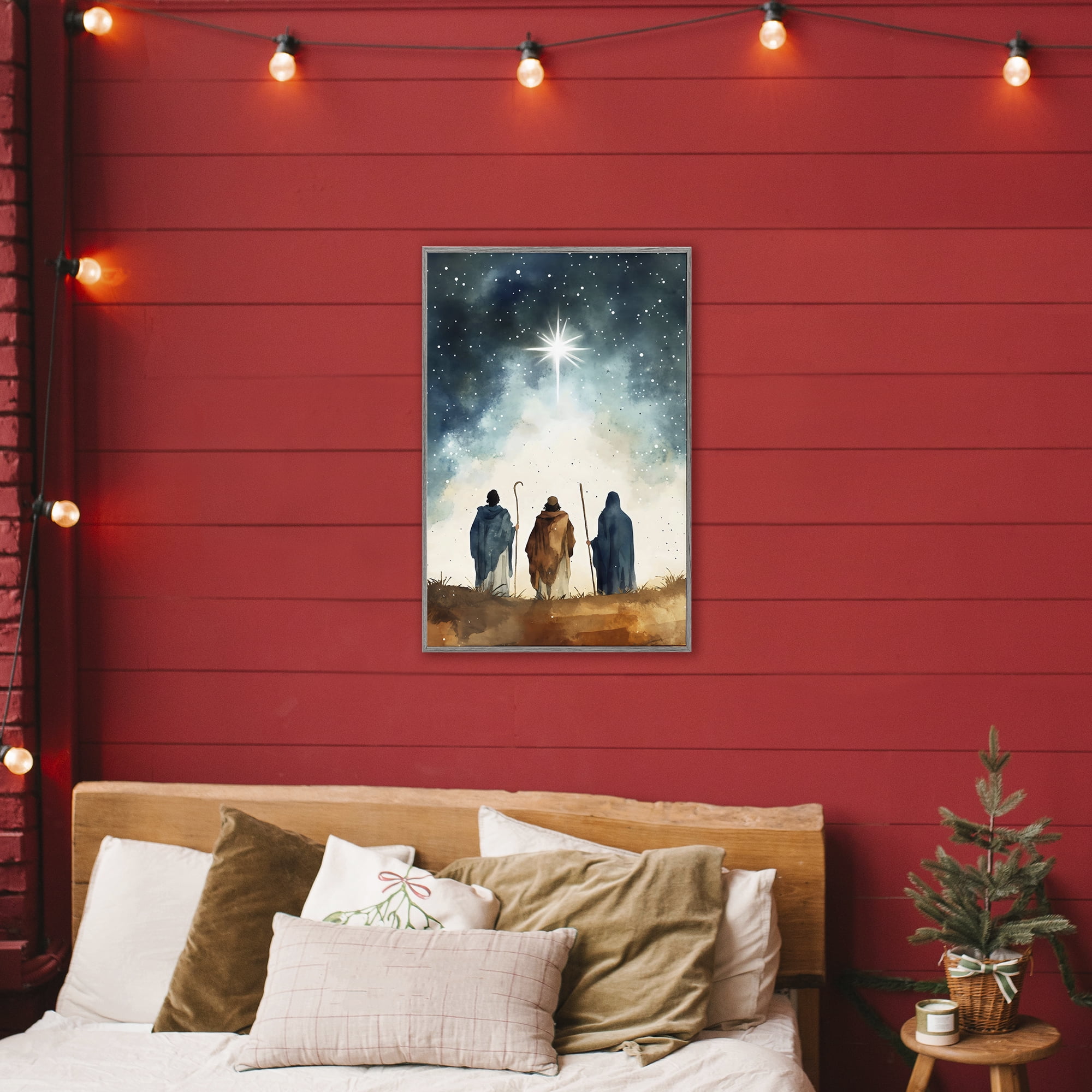 Guided Wisdom Shepherds Gray Framed Giclee Art, design by Petal Prints Design