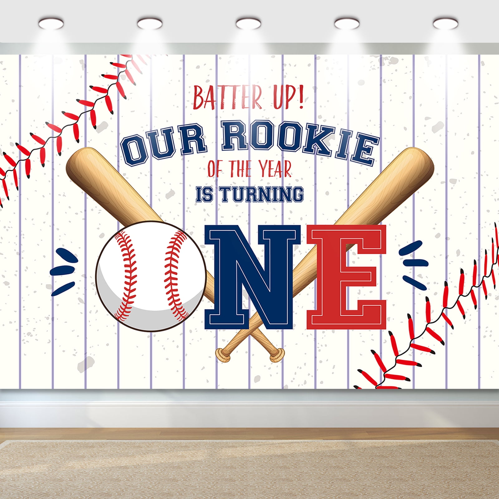 Baseball 1st Birthday Decoration, My Rookie Year Banner Backdrop for ...
