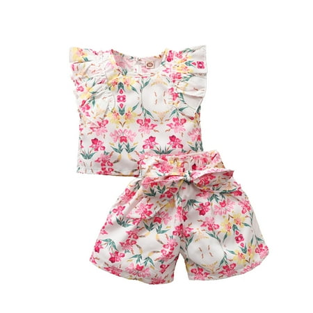 

Zlekejiko Toddler Kids Baby Floral Tops+Short Outfit Pants Clothes Girls Girls Outfits&Set