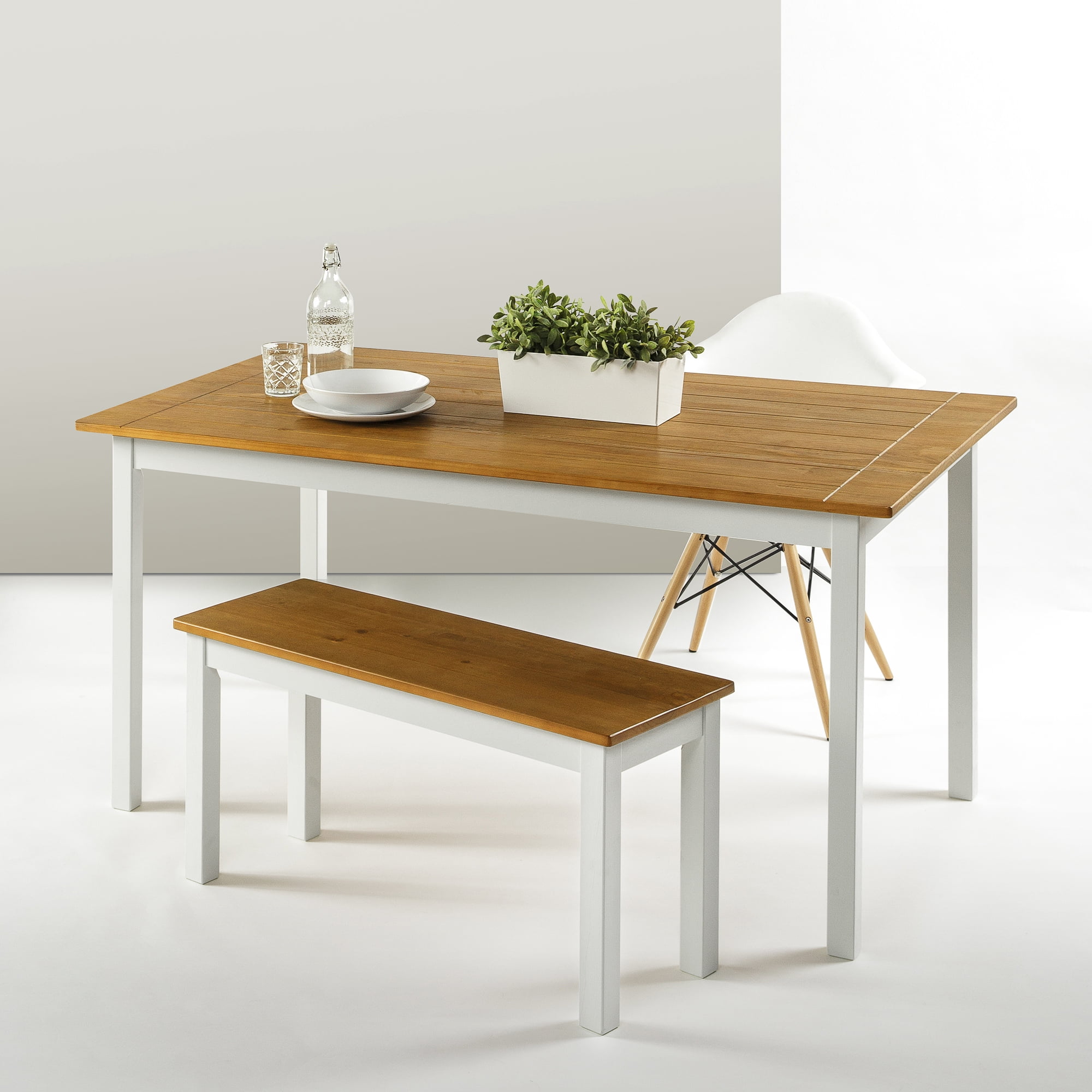 Zinus becky farmhouse dining 2025 table with two benches