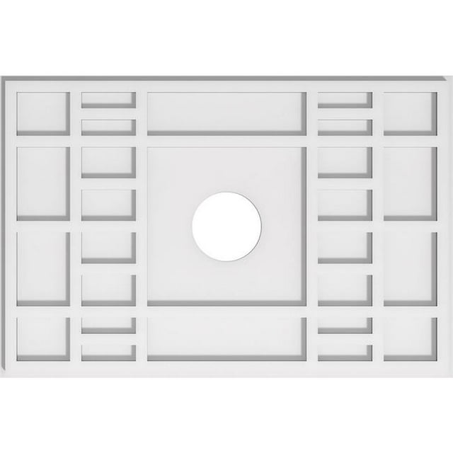 Ekena Millwork CMP26X17BX-04000 4 in. ID x 9 in. Rectangle Beaux Architectural Grade PVC Contemporary Ceiling Medallion