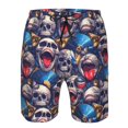 thumbnail image 3 of Rocae rock Skull blue record for Men's Beach Shorts Casual Elastic Waist Drawstring Summer Beach Shorts,S-3XL-3X-Large, 3 of 6