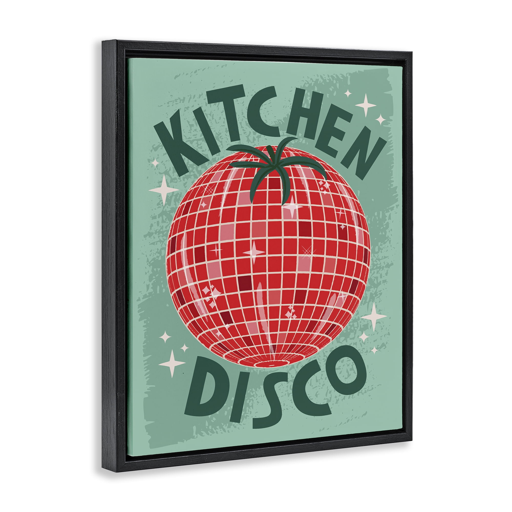 Stupell Industries Kitchen Disco Tomato Food & Beverage Painting Black Floater Framed Canvas Art Print Wall Art, 17 x 21