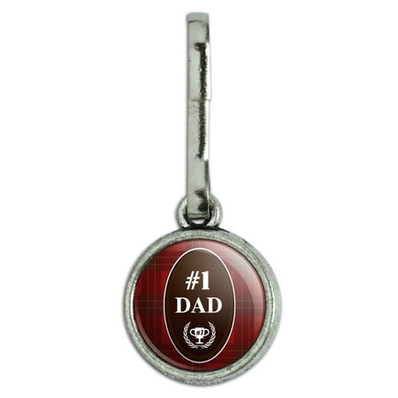 Dad Number One Best Father Plaid Antiqued Charm Clothes Purse Suitcase Backpack Zipper Pull