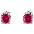 thumbnail image 3 of Blue Apple Jewelry Co.Solitaire Push Back Stud Women Earring Round Ruby 925 Sterling Silver, 3 of 5