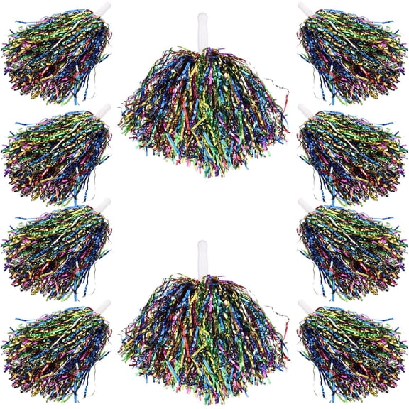 10pcs Reusable Cheerleading Pompoms Plastic Hand Flower Balls for Sports Events and Dance Performances