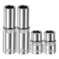 Uxcell 4Pcs 3/8-Inch Drive Deep & Shallow Impact Socket Set 10mm Metric 6 Point Design Cr-V Steel