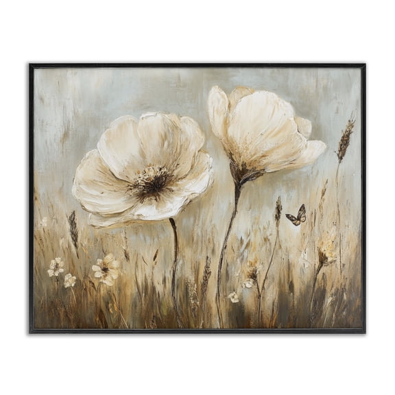 Stupell Industries French Country White Wildflowers Brown Meadow Black Framed Giclee Art, 14 x 11, by Petals Prints Design