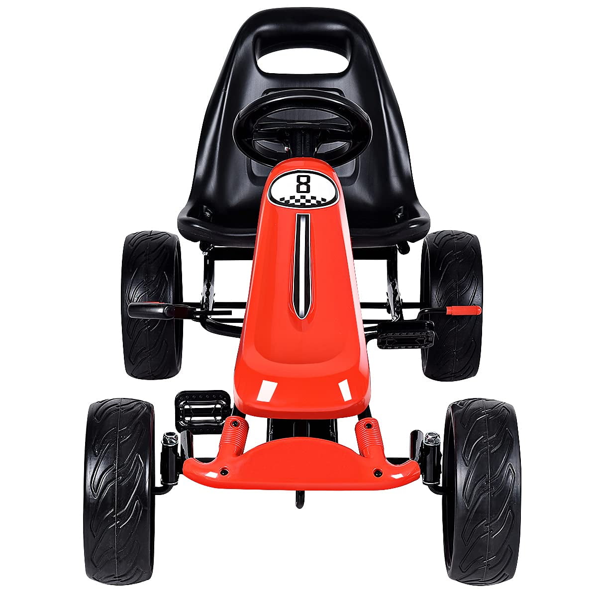 Go Kart De Pedales RELAX4LIFE Para Niños 3-6 Años – Asiento Ajustable, Freno De Mano Y Ruedas Antideslizantes (Rojo)