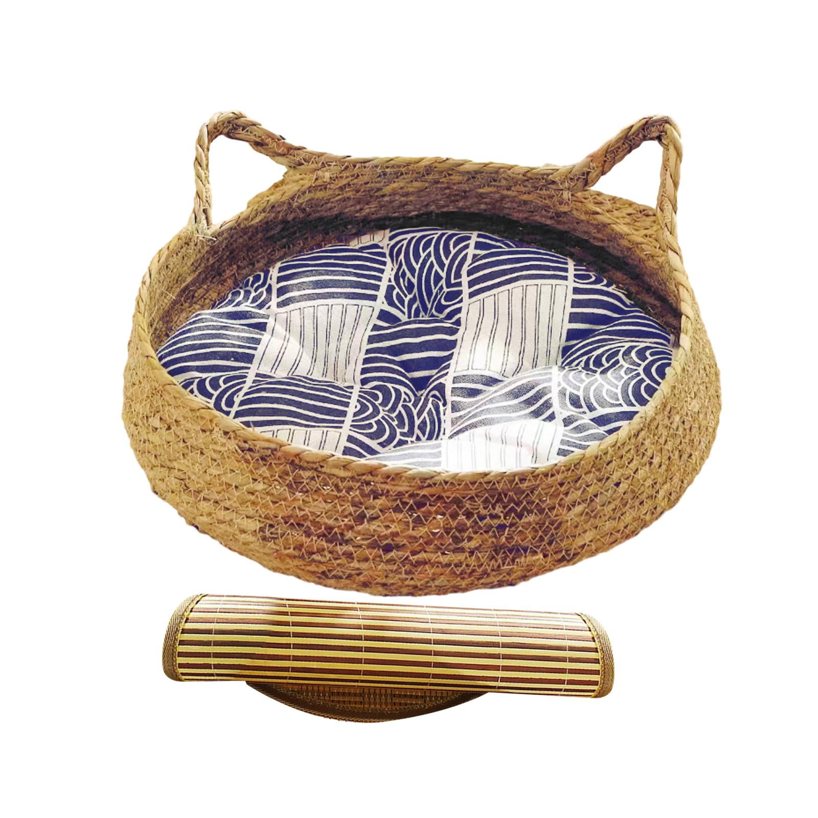 Cat Bed Basket Cat House Summer with Removable Cushion Furniture Protector Nest Cat Scratching Board for Indoor Cats Small Dogs Puppy Rabbit No Pillow 43x14cm