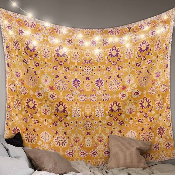 Orange Yellow Boho Tapestry for Bedroom Wall Hanging Tapestry, Vintage Shabby Abstract Geometric Art Ceiling Backdrop Tapestries Poster Blanket Wall Decor for Teens Room Living Room Dorm 55" x 73"