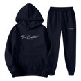thumbnail image 4 of Curuila Sweatsuits Mens 2 Piece Outfit With Pocket Long Sleeve Letter Print Hooded Sweatshirt With Sweatpants Everyday Wear Comfort Tracksuit Size L, 4 of 5
