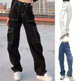 thumbnail image 3 of Y2K Poches Jeans Amples Mode 100 % Coton Pantalons en Denim pour Femmes, 3 of 9