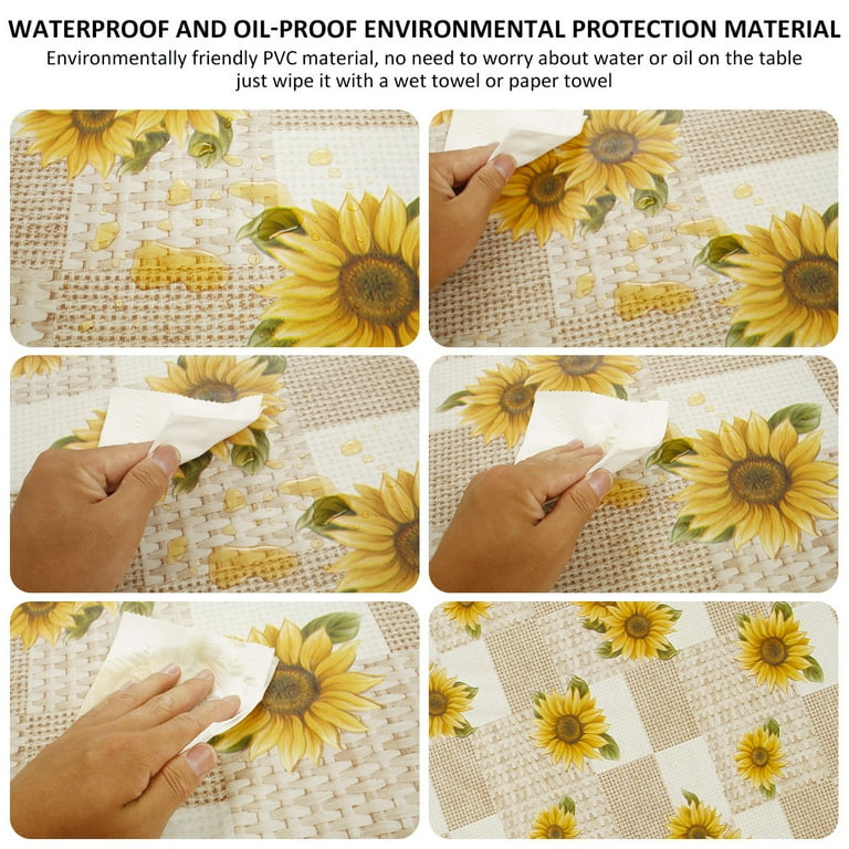  Daisy Vinyl Round Fitted Tablecloth, Waterproof