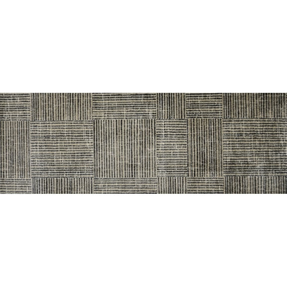 2' x 6' Modern Geo Lines in Squares Washable Runner Rug