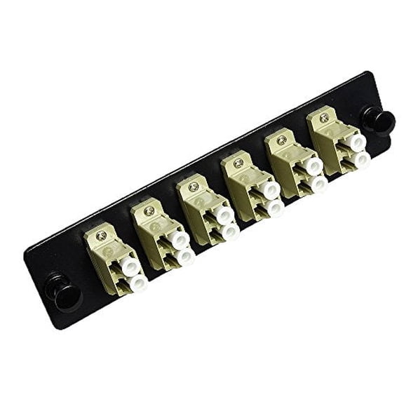 RiteAV LGX Footprint LC Adapter Panel, 6 Ports, Loaded w/6 LC Duplex Multimode Adapters, Black