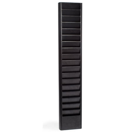 Overlapping Magazine Display - Wall Magazine Rack, Black Textured Metal – Literature Display Comes with Two Optional End Caps (JMWM18BLK)
