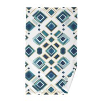 Yayeee 100% Cotton Hand Towels for Bathroom 16" x 28" Kitchen Towel, Green Geometric Pattern
