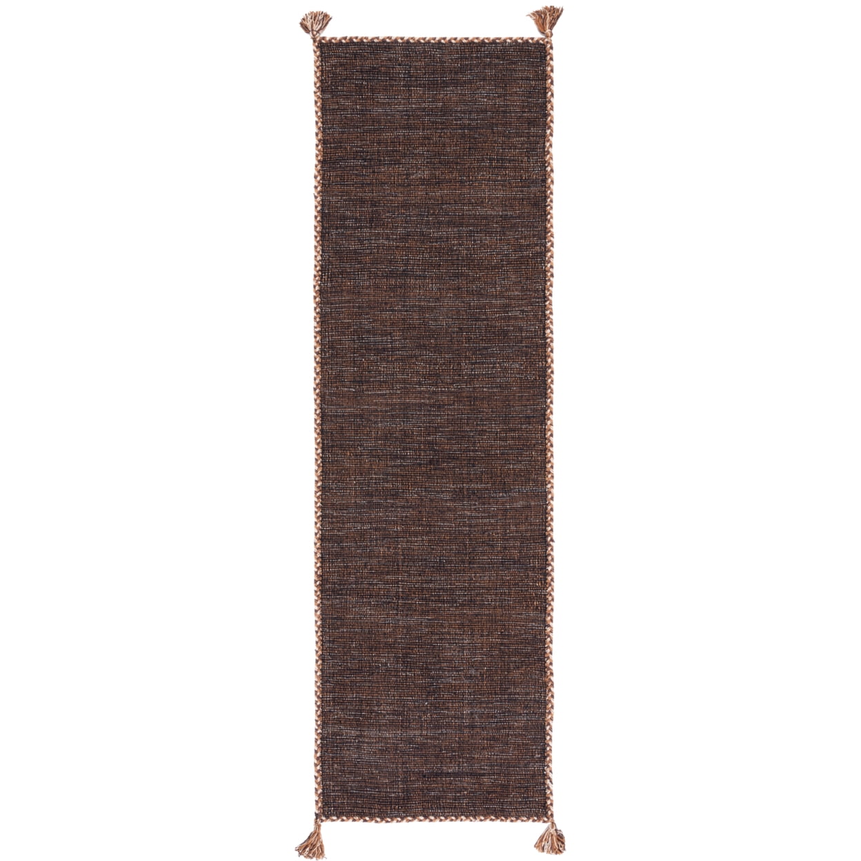 SAFAVIEH Montauk Bijar Jace Solid Soft Braided Cotton Runner Rug, Brown/Black, 2'3" x 7'