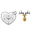 thumbnail image 1 of Reloj De Pared De Corazón De Acrílico Y Escultura De Cabeza De Ciervo De Resina, Arte Decorativo Creativo Para Oficina, Hogar, Sala De Estudio, Cafetería, Diseño De Movimiento Silencioso., 1 of 8