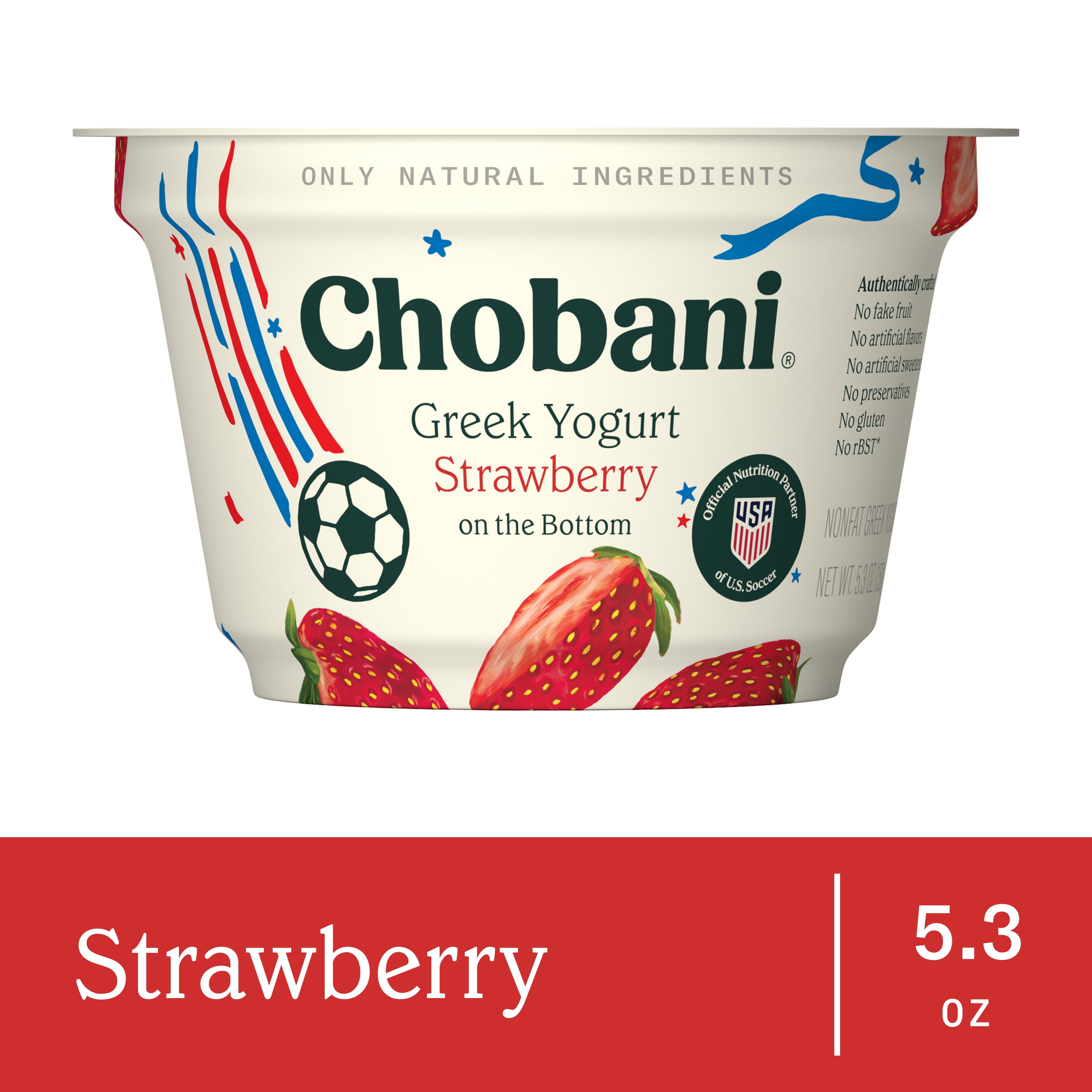 Chobani Non-Fat Greek Yogurt Strawberry on The Bottom 5.3 oz. Cup
