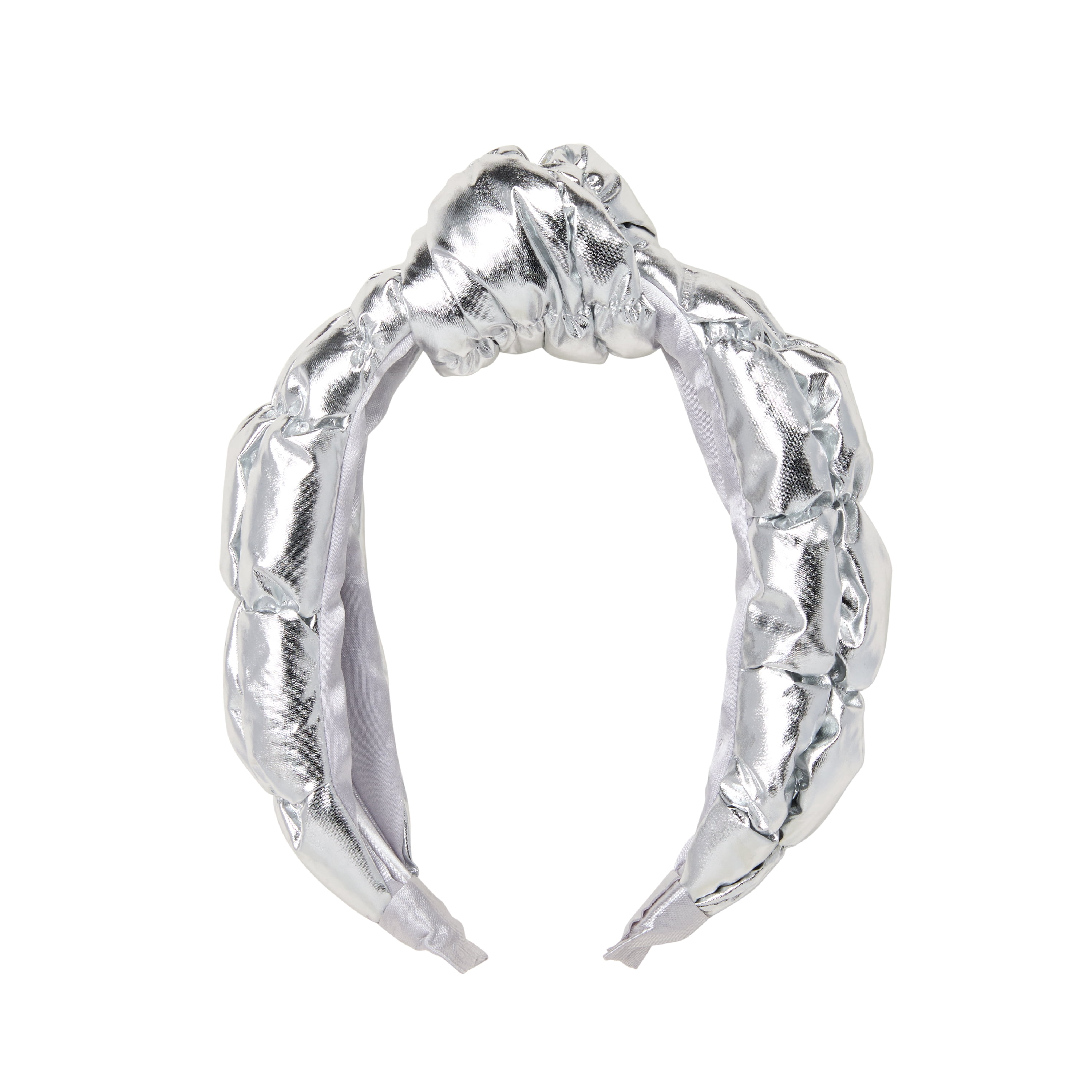 Goody Luxe Puffer Ouchless Headband, Comfortable, No-Snag, 1 Count, Silver Metallic
