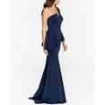 thumbnail image 3 of Betsy & Adam Long Scuba One Shoulder Peplum Midnight 6, 3 of 7