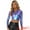 Blue, variant on DARING DIVA Women's Metallic Crop Top Long Sleeve Shiny Tops XL Silver