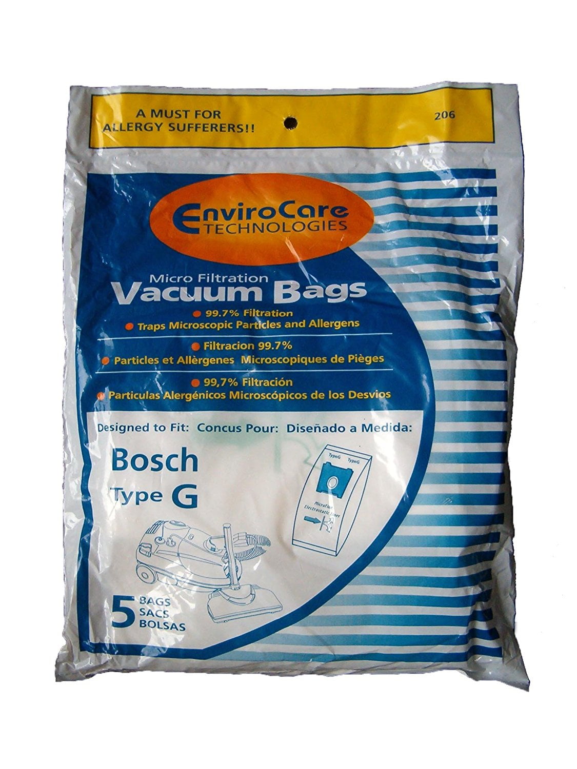 To fit Bosch Type G Vacuum Cleaner Paper Dust Bag 5 Pack 