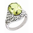 thumbnail image 2 of Sterling Silver Rhodium-plated Oval Checker-Cut Lemon Quartz Ring, 2 of 3