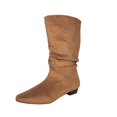 thumbnail image 3 of Willtoo Women's Slouchy Knee High Boots, Pointed Toe Low Heel Pull On Tall Faux Suede Boots, Ruched Wide Calf Fall Winter Dress Boots, 3 of 6