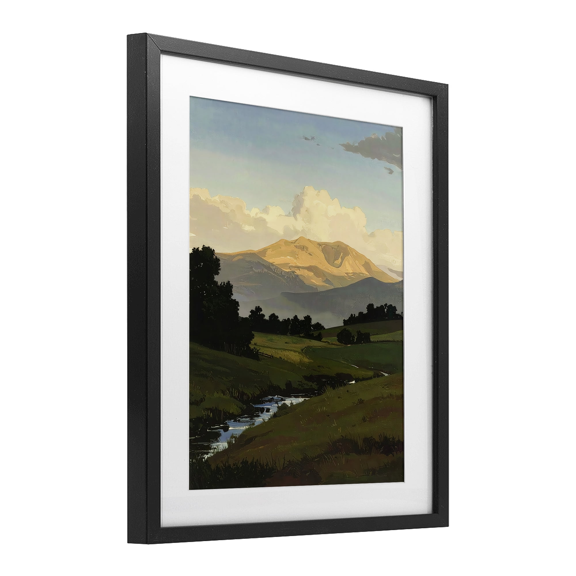 Stupell Industries Across The Valley Nature Black Framed Print Under Glass, design by Alonza Saunders