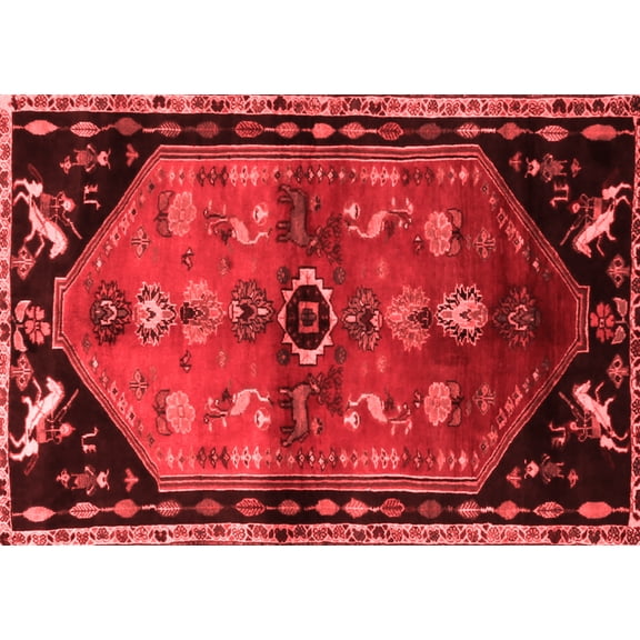 Ahgly Company Indoor Rectangle Animal Red Traditional Area Rugs, 5' x 8'